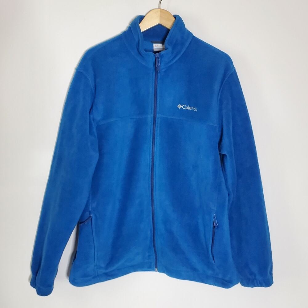Columbia bright Blue Fleece Full zip sweatshirt jacket Lightweight Size Large